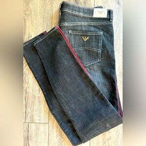 Emoprio Armani black(darkest gray)Red line both sides-size 31-(M/L)Women’s Denim